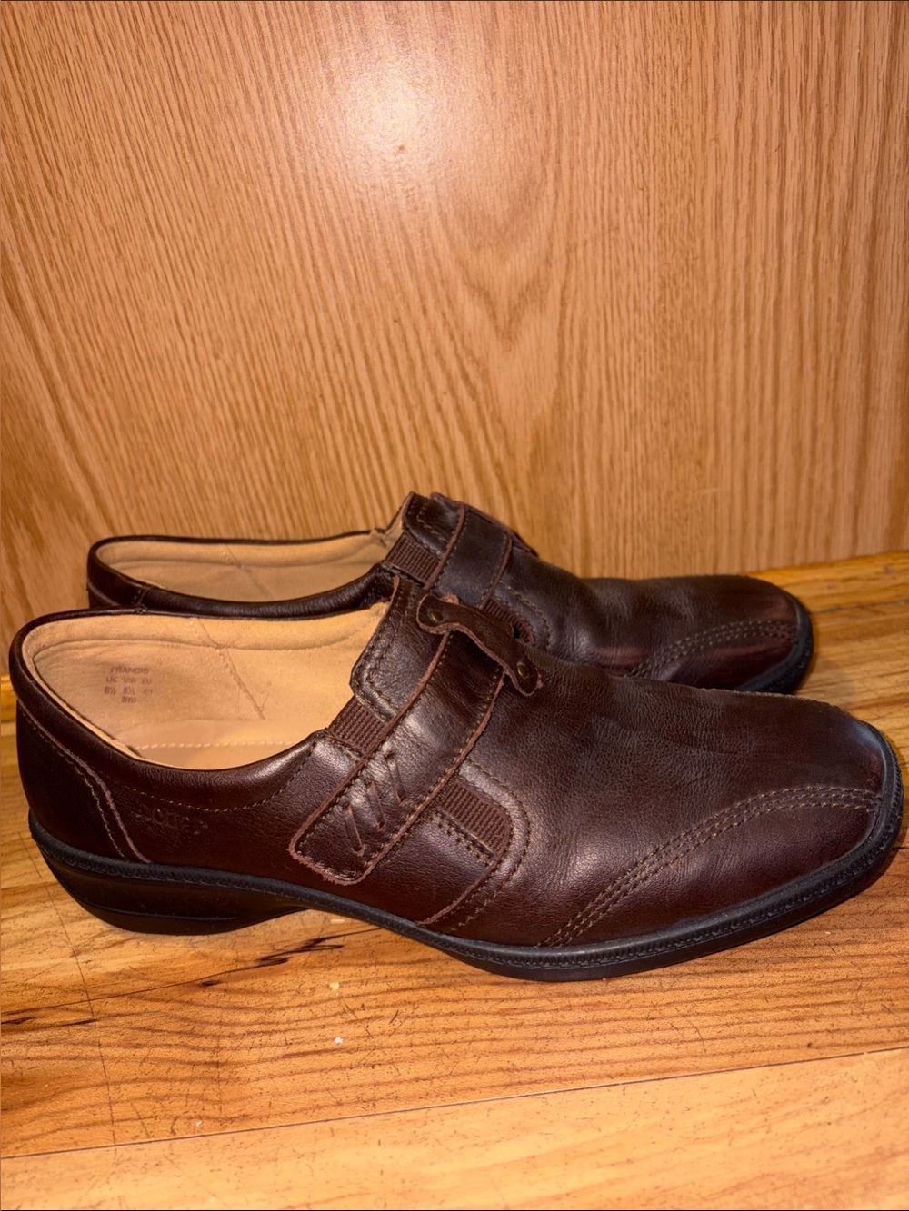 Hotter size 8.5 Frances Comfort Loafer Brown Leather Slip-On Daily Walking Shoes